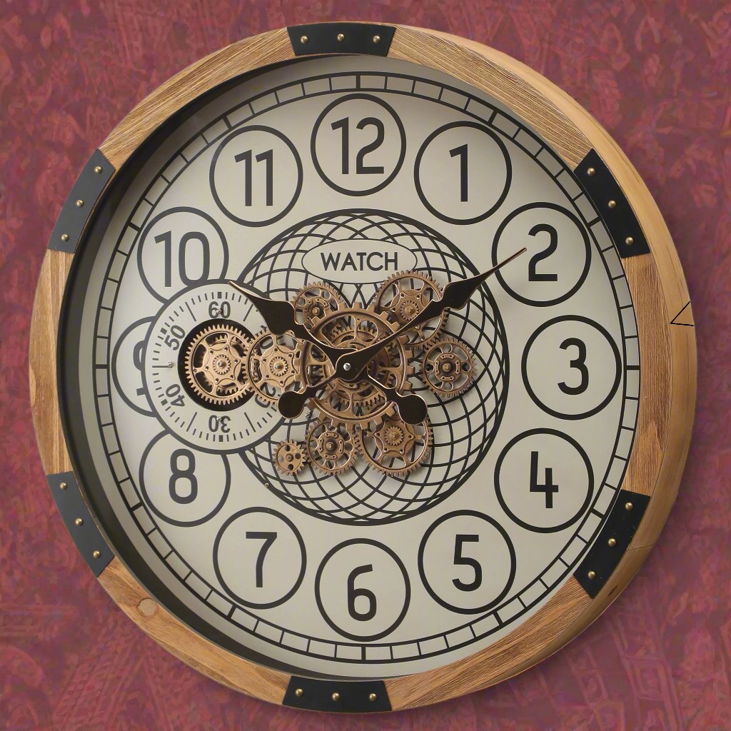 Royal Round Wooden moving cogs wall clock