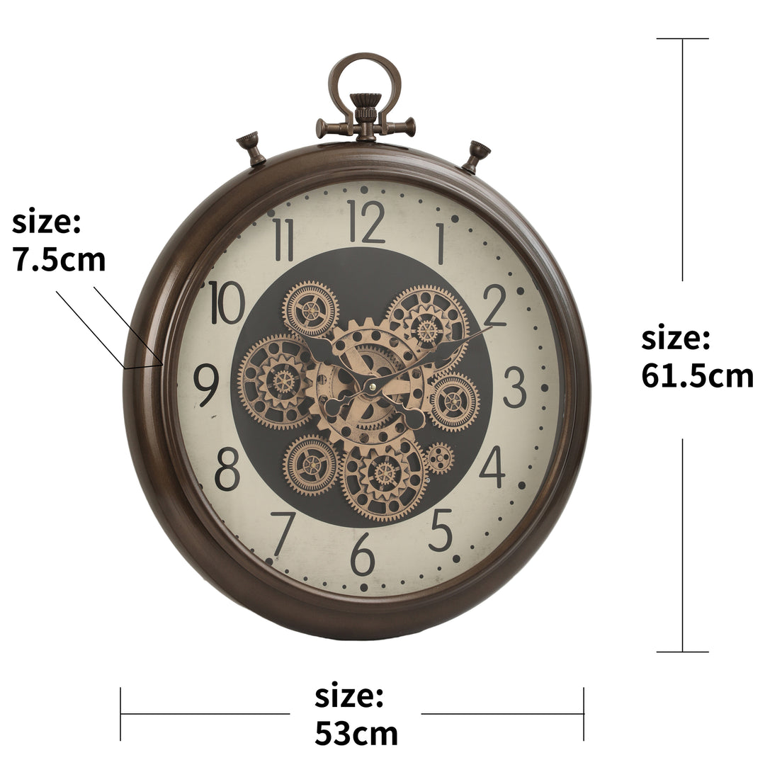 Pit Stop Industrial Moving Cogs Wall Clock