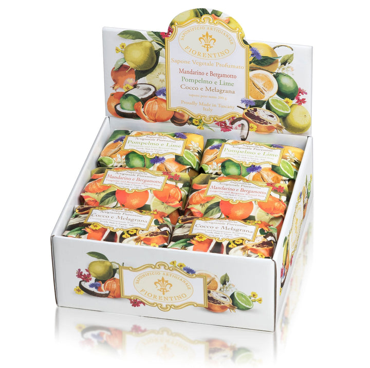 Saponificio Artigianale Fiorentino Bar Soap Saponificio Artigianale Fiorentino Tangerine bergamot Grapefruit lime Coconut pomegranate 12x200g Brand