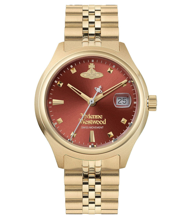 Vivienne Westwood Chronograph Watches Vivienne Westwood Little Camberwell Red Dial Gold Strap Watch Vivienne Westwood Little Camberwell Red Dial Gold Strap Watch Brand