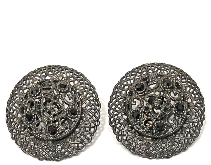 Giora Earrings Giora' Italian Filigrain Round Earrings Ruthenium Brand