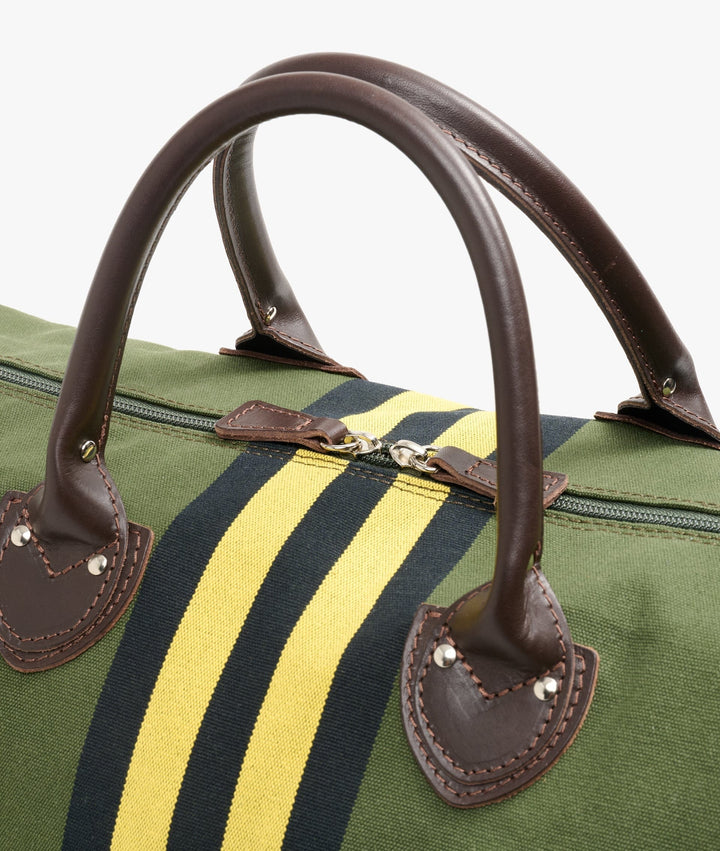 My Style Bags Travel Bags My Style Bags Harvard Rugby Duffel Travel Bag in Forest Green with Green/Yellow Stripes for Men Brand