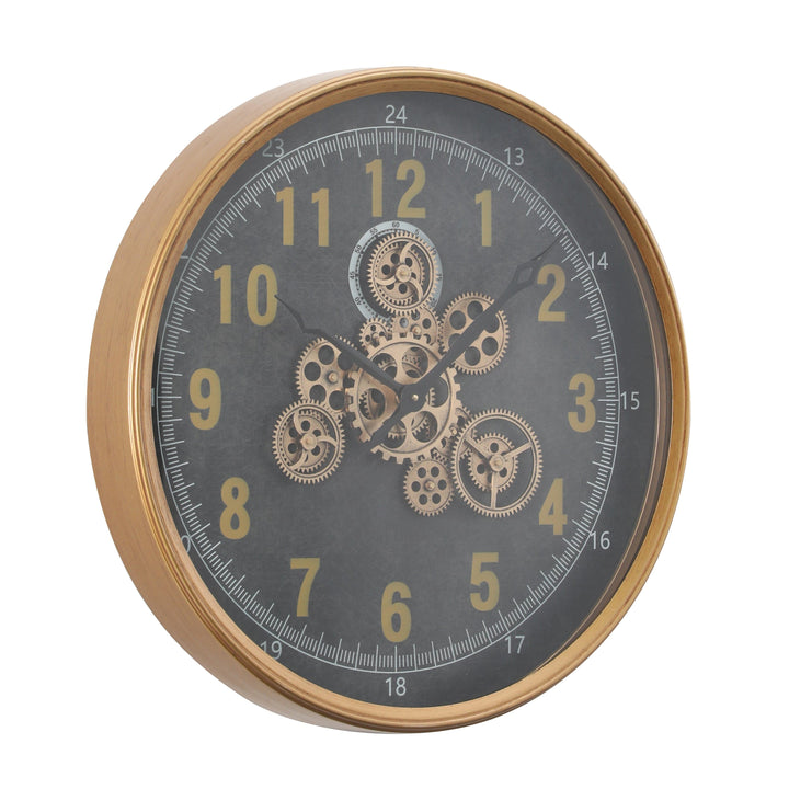 Chilli Wall Clock Grinder Round Industrial Moving Cogs Wall Clock - Gold Metal w/Black Brand