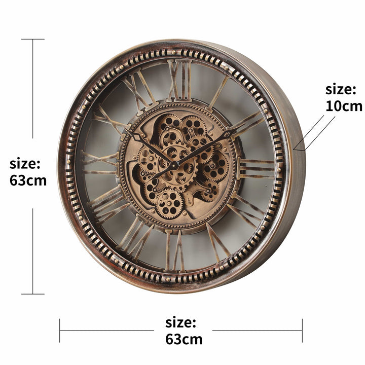 Chilli Wall Clock Majestic Round Industrial Moving Cogs Wall Clock Brand